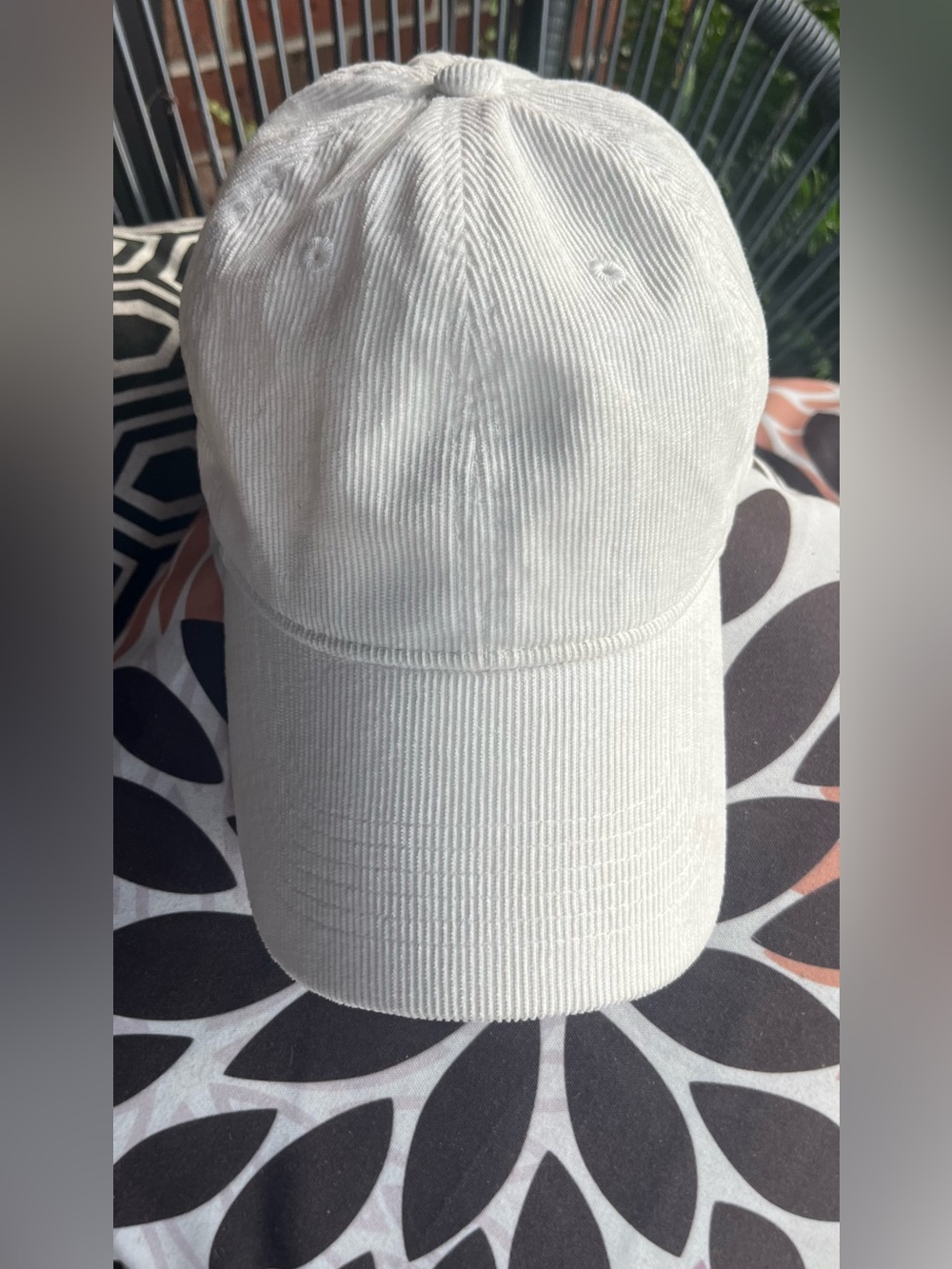 Brandy Melville East Hampton NY White Corduroy Baseball Hat